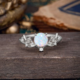 Nature-Inspired 4-Prong Round Opal Engagement Ring